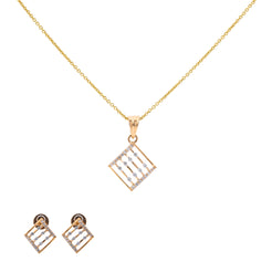 18K Rose Gold Pendant Necklace Set w/ 0.28 Carat Diamonds (4.95gm)