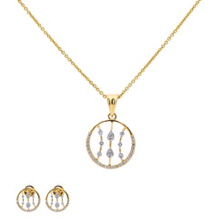 18K Rose Gold Pendant Necklace Set w/ 0.38 Carat Diamonds (5.61gm)