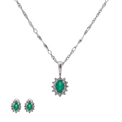 18K White Gold Pendant Necklace Set w/ 0.36 Carat Diamonds (4.4gm)