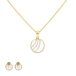 18K Yellow Gold Pendant Necklace Set w/ 0.29 Carat Diamonds (5.35gm)