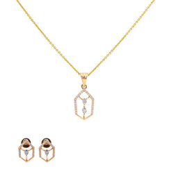 18K Rose Gold Pendant Necklace Set w/ 0.29 Carat Diamonds (4.85gm)