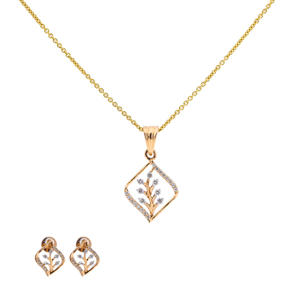 18K Rose Gold Pendant Necklace Set w/ 0.28 Carat Diamonds (4.92gm) | Elevate your fine gold jewelry collection with this 18k rose gold and diamond pendant set by Vira...