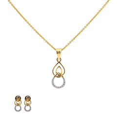 18K Rose Gold Pendant Necklace Set w/ 0.19 Carat Diamonds (4.6gm)