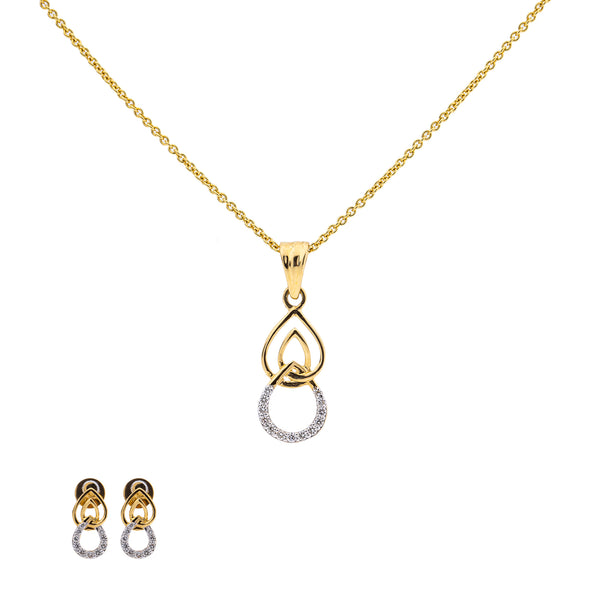 18K Rose Gold Pendant Necklace Set w/ 0.19 Carat Diamonds (4.6gm) | Sophistication meets sparkle in this 18k rose gold and diamond set by Virani Jewelers—fine gold j...