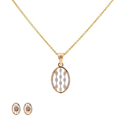 18K Rose Gold Pendant Necklace Set w/ 0.27 Carat Diamonds (5.5gm)