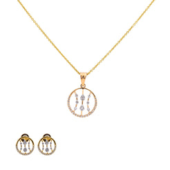 18K Rose Gold Pendant Necklace Set w/ 0.40 Carat Diamonds (5.5gm)