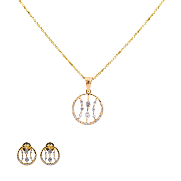 18K Rose Gold Pendant Necklace Set w/ 0.27 Carat Diamonds (5.5gm) | Elevate your look with the elegance of this beautiful 18k rose gold and diamond set by Virani Jew...