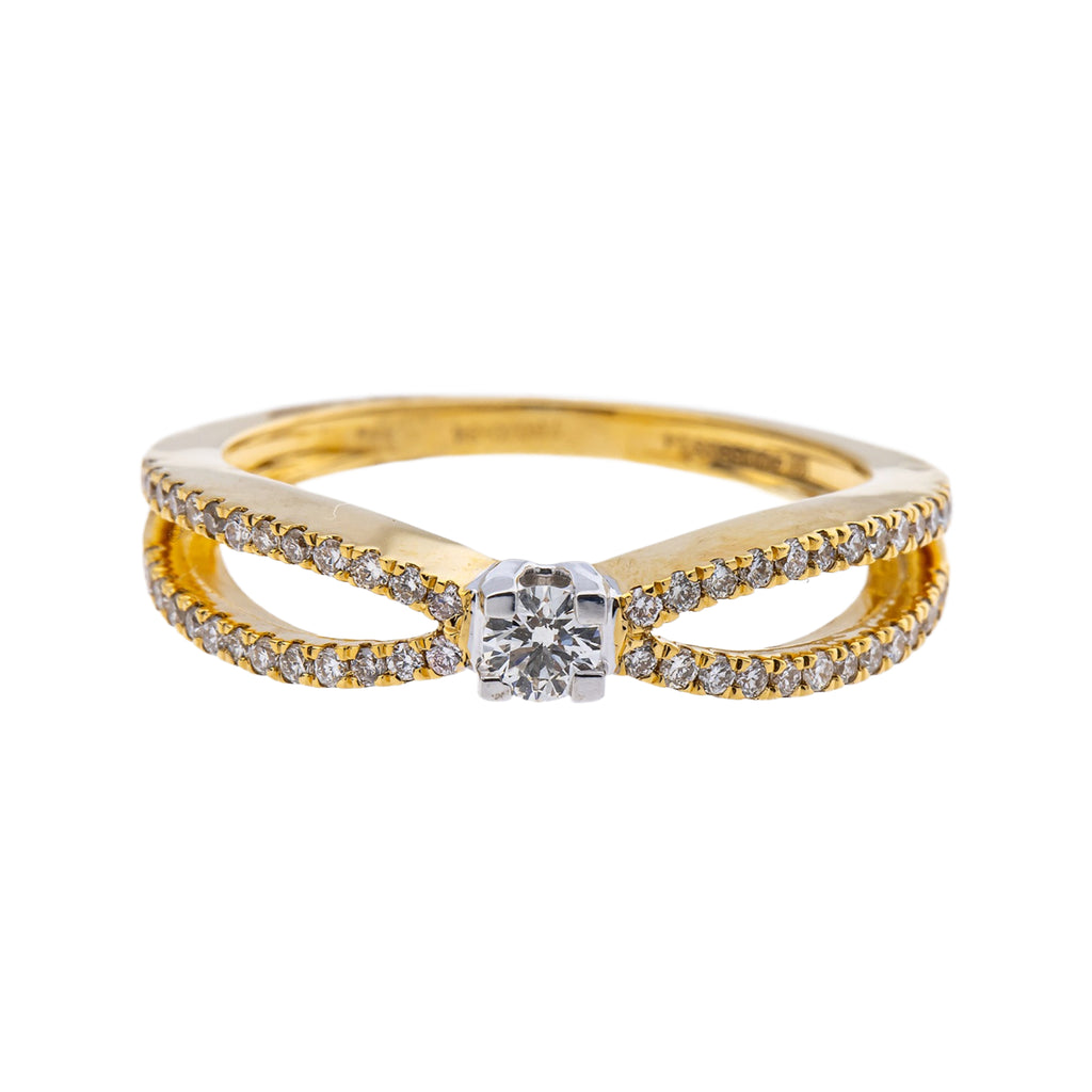 18K Multi-Tone Gold & 0.34 Carat Diamond Ring in Size 6.5 (3.2gm) | This one of a kind 18k multi-tone gold and diamond ring by Virani Jewelers exudes timeless charm—...