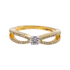 18K Multi-Tone Gold & 0.34 Carat Diamond Ring in Size 6.5 (3.2gm)