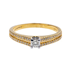 18K Multi-Tone Gold & 0.33 Carat Diamond Ring in Size 6.5 (2.94gm)