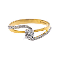 18K Multi-Tone Gold & 0.42 Carat Diamond Ring in Size 7 (1.97gm)