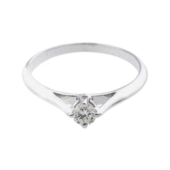 18K White Gold & 0.19 Carat Diamond Ring in Size 6.5 (2.12gm)