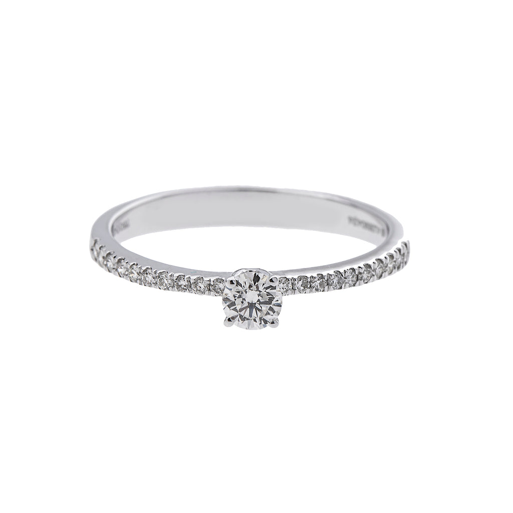 18K White Gold & 0.21 Carat Diamond Ring in Size 6.5 (1.94gm) | Add sparkle to your life with this 18k white gold and diamond ring by Virani Jewelers—a breathtak...