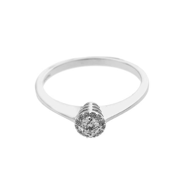 18K White Gold & 0.18 Carat Diamond Ring in Size 6.5 (1.95gm) | This diamond ring in 18k white gold created by Virani Jewelers is perfect for any occasion—this p...