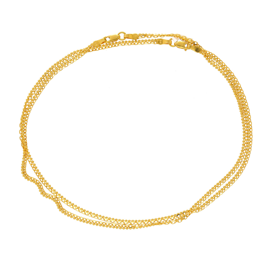 22K Yellow Gold Ankle Bracelet Set of 2 (6.2gm) | 



Make a statement of sophistication with this stunning set of two 22k gold ankle bracelets by ...