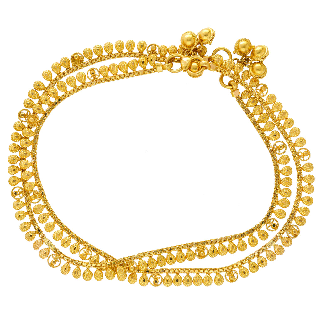 22K Yellow Gold Beaded Ankle Bracelet Set of 2 (20gm) | 



Embrace timeless elegance with these 22k yellow gold ankle bracelets by Virani Jewelers. Each...