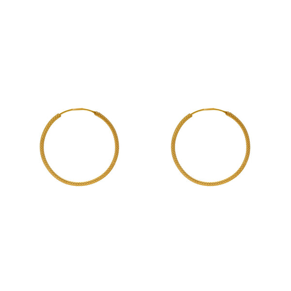 22K Yellow Thin Hoop Earrings (2.9 gms) | 


This simple pair of 22k Indian gold hoop earrings have a classic design and minimal appeal tha...