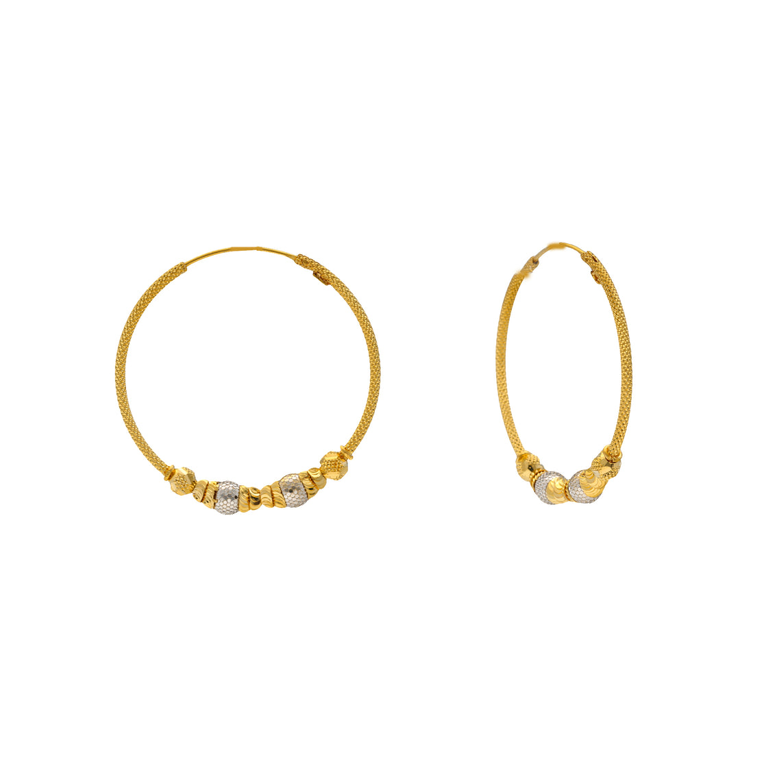 22K Yellow & White Gold Jhumka Hoop Earrings (7.5gm) – Virani Jewelers