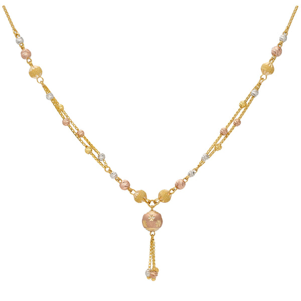 22K Multi-Tone Gold Beaded Chain (11gm) | 



This 22k gold beaded chain for women by Virani Jewelers is a masterpiece of fine craftsmanshi...