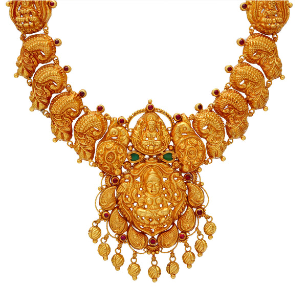 22K Yellow Gold, Emerald & Ruby Laxmi Necklace (34.9gm) | 



Crafted with meticulous attention to detail, this 22k gold Laxmi necklace from Virani Jeweler...