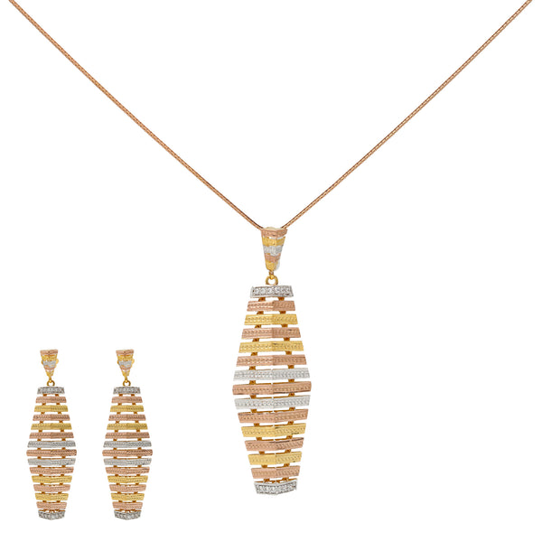 22K Multi-Tone Gold Necklace Set (13.3gm) | 



Enhance your gold jewelry collection with this stunning 22k gold necklace and earring set for...