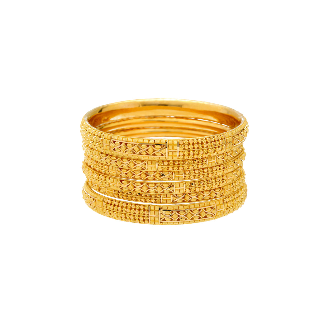 22K Yellow Gold Bangle Set of 6 (81gm) | 



Revel in the beauty of Indian craftsmanship with this exquisite set of six 22k gold bangle se...