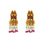 22K Yellow Gold, Emerald & Ruby Earrings (8.7gm)