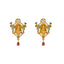 22K Yellow Gold Temple Earrings w/ CZ, Emerald, & Ruby (8.7gm)