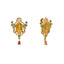 22K Yellow Gold Temple Earrings w/ CZ, Emerald, & Ruby (8.7gm)