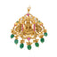 22K Yellow Gold Laxmi Pendant w/ Emeralds, Rubies, & CZ (20.5gm)