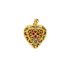 22K Yellow Gold Heart Shaped Meenakari Pendant (14.4gm)