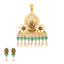 22K Yellow Gold, Emerald, & Pearl Pendant Set (21gm)