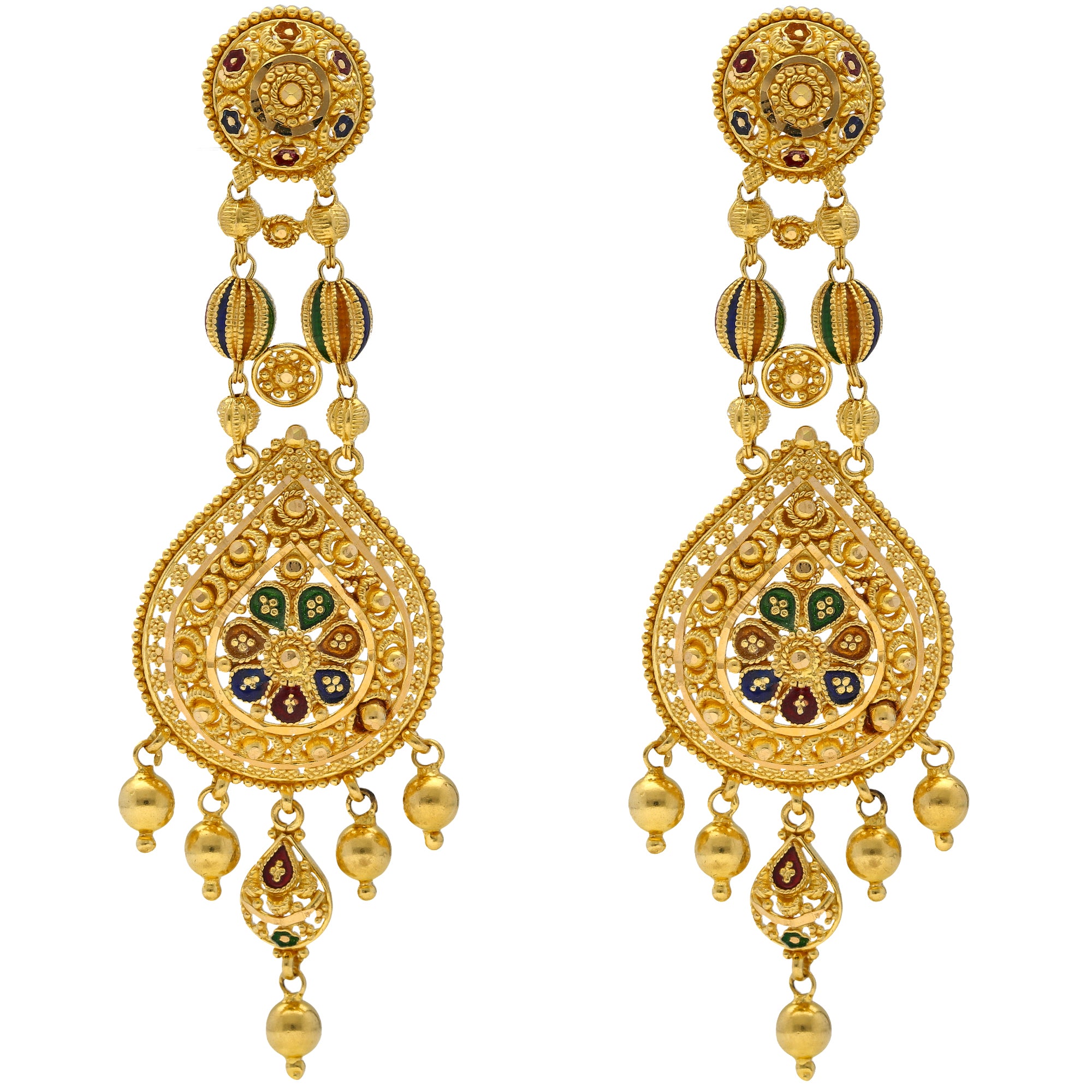 22K Yellow Gold Jeweled Chandbali Earrings (25.8gm) – Virani Jewelers