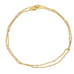 22K Yellow & White Gold Beaded Anklet Set (6.8gm)