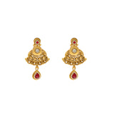 22K Yellow Gold Antique Necklace Set w/ Ruby & CZ (36.5gm) |  




Experience the luxury of traditional Indian gold jewelry with this 22k gold necklace and ea...