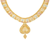 22K Yellow Gold Antique Necklace Set (58.4gm) | 



This 22k yellow gold necklace and earring set showcases a stunning combination of cultural be...