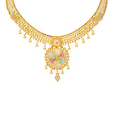 22K Yellow Gold Antique Necklace Set (47.8gm) | 



This 22k yellow gold necklace and earring set by Virani Jewelers showcases the beauty of trad...