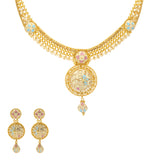 22K Yellow Gold Antique Necklace Set (40.9gm) | 



Indulge in the luxury of 22k yellow gold with this exquisite necklace and earring set by Vira...