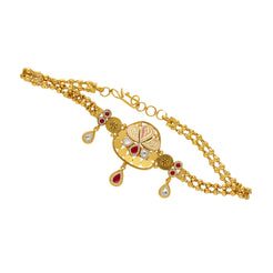 22K Yellow Gold Choker Necklace w/ Kundan & Ruby (20gm)