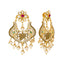 22K Yellow Gold, Emerald, Ruby, Pearls and CZ Temple Earrings (19 grams)