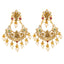 22K Yellow Gold, Emerald, Ruby, and CZ Chanbdali Temple Earrings (18.7 grams)