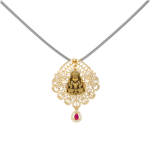 22K Yellow Gold, Ruby, and CZ Temple Pendant (12.1 grams) | 



This timeless 22k gold, emerald, and ruby pendant offers a harmonious blend of luxury and tra...