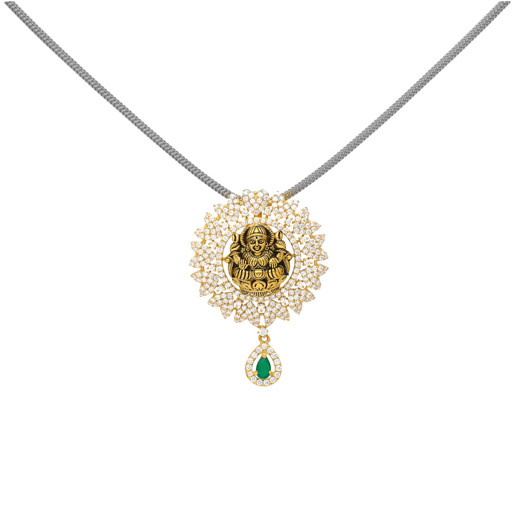 22K Yellow Gold, Emerald, and CZ Temple Pendant (9.8 grams) | 



This exquisite 22k yellow gold, emerald, and cubic zirconia pendant by Virani Jewelers featur...