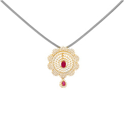 22K Yellow Gold, Ruby and CZ Pendant (8.5 grams)