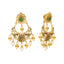 22K Yellow Gold, Emerald, Ruby, Pearls and CZ Temple Earrings (15.5 grams)