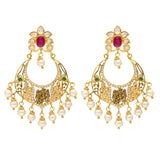 22K Yellow Gold, Emerald, Ruby, Pearls and CZ Chandbali Temple Earrings (17.5 grams) | 



These 22k yellow gold chandbali temple earrings feature brilliant gemstones that add a touch ...