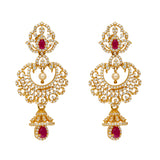 22K Yellow Gold, Ruby, Pearls and CZ Earrings (25.2 grams) | 



Handcrafted from 22k gold and adorned with exquisite ruby, cubic zirconia, and pearls, these ...