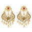 22K Yellow Gold, Emerald, Ruby, Pearls and CZ Temple Earrings (19 grams)