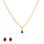 22K Yellow Gold & Ruby Teardrop Pendant Set (7.9gm)