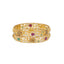 22K Yellow Gold Temple Bangle Set w/ CZ, Emeralds & Rubies (33.6gm)